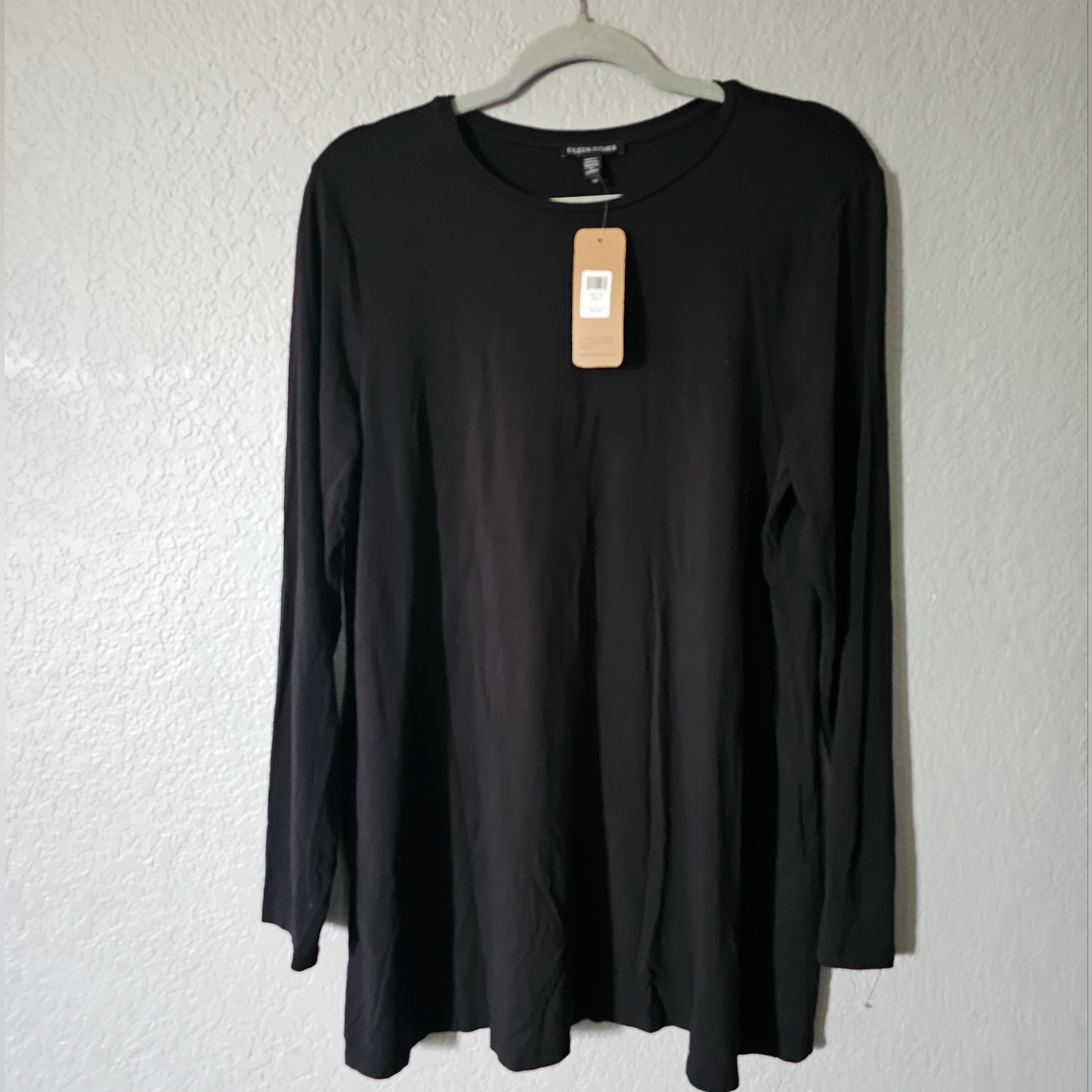 Eileen Fisher Black Crewneck Long Sleeve Top